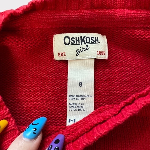 𝅺oshkosh | Girl's Red Knit Christmas Sweater - Picture 2 of 3